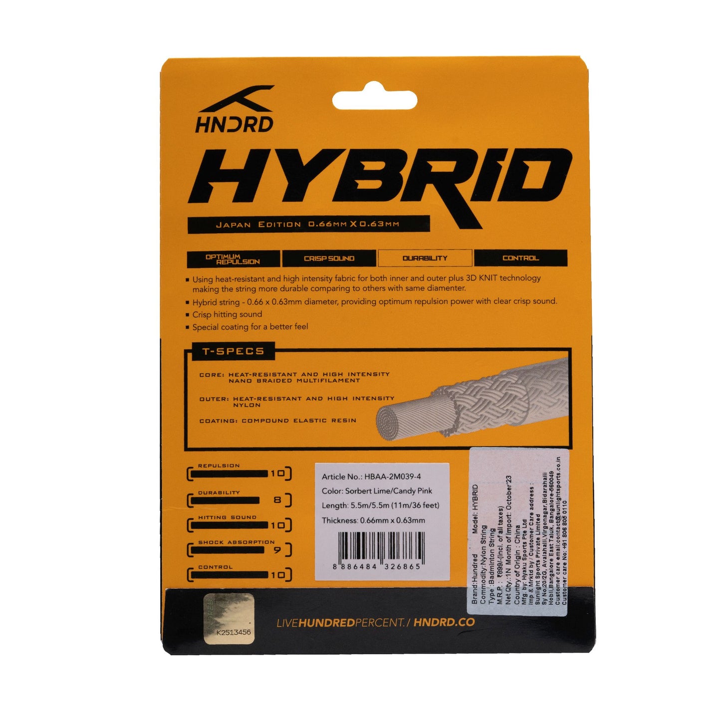 Hybrid Badminton Strings (Pearl White/Candy Pink)