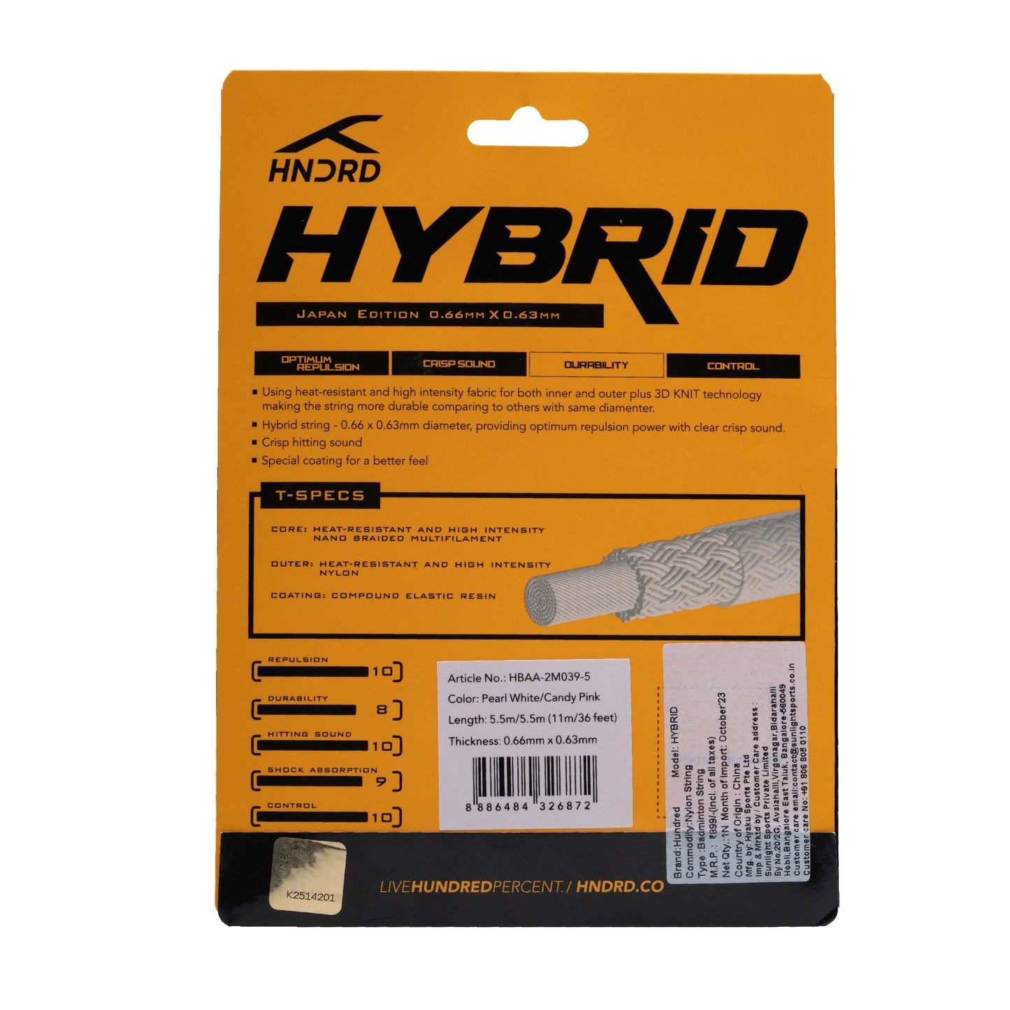 Hybrid Badminton Strings (Sorbet Lime/Candy Pink)