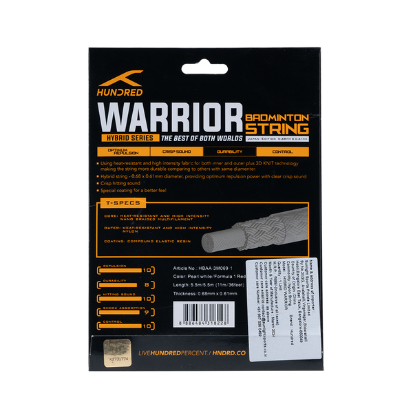 HYBRID WARRIOR - 0.61 FORMULA 1 RED & 0.68 PEARL WHITE